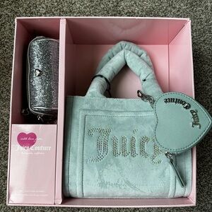 Juicy Couture Light Green Handbag Set with Silver Accents